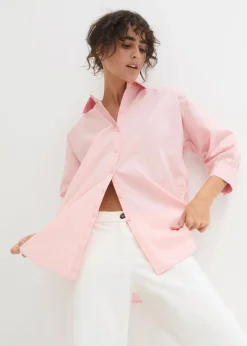 bonprix Blusen & Tuniken|Bekleidung·Jacken & Mäntel^Oversize-Hemd aus Baumwolle mit 3/4 Arm bonbonrosa
