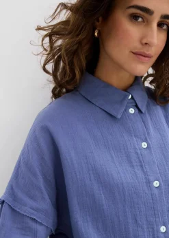 bonprix Blusen & Tuniken|Zweiteiler & Sets^Oversize-Hemd aus luftigem Musselin jeansblau