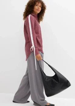bonprix Blusen & Tuniken|Nachhaltigere Materialien^Oversize-Hemd aus reiner Bio-Baumwolle weiß/ahornrot gestreift