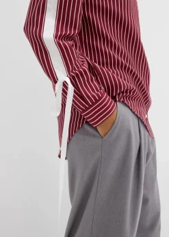 bonprix Blusen & Tuniken|Nachhaltigere Materialien^Oversize-Hemd aus reiner Bio-Baumwolle weiß/ahornrot gestreift