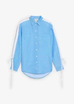bonprix Bekleidung·Jacken & Mäntel|Nachhaltigere Materialien^Oversize-Hemd aus reiner Bio-Baumwolle mittelblau/weiß gestreift