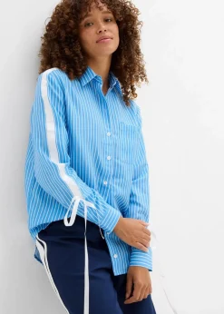 bonprix Bekleidung·Jacken & Mäntel|Nachhaltigere Materialien^Oversize-Hemd aus reiner Bio-Baumwolle mittelblau/weiß gestreift