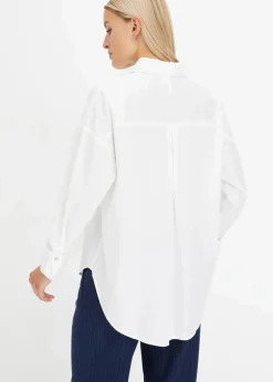 bonprix Blusen & Tuniken^Oversize-Hemdbluse aus reiner Baumwolle weiß