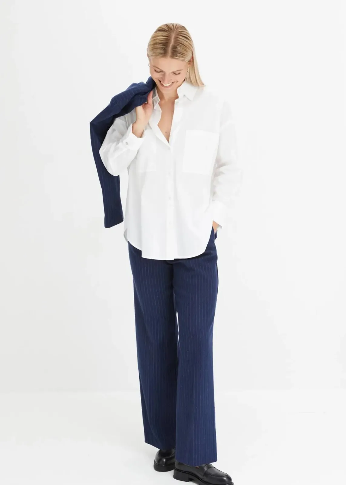 bonprix Blusen & Tuniken^Oversize-Hemdbluse aus reiner Baumwolle weiß