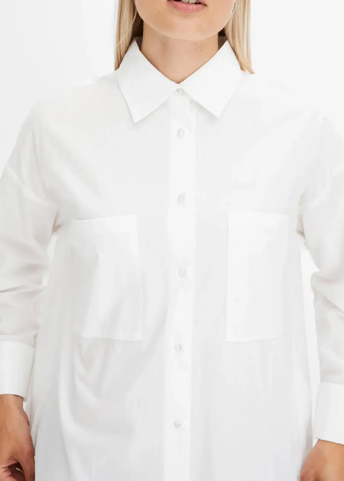 bonprix Blusen & Tuniken^Oversize-Hemdbluse aus reiner Baumwolle weiß