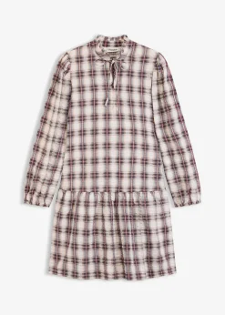 bonprix Bekleidung·Pullover & Strickjacken|Kleider^Oversize-Kleid perlweiß/tintenblau/lavarot/hellkhaki/dunkelbraun kariert