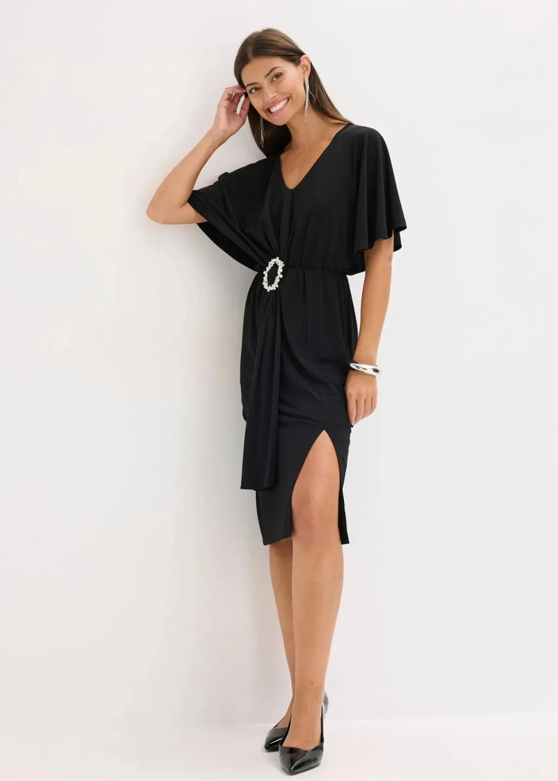 bonprix Bekleidung·Pullover & Strickjacken|Festliche Mode^Oversize-Kleid schwarz