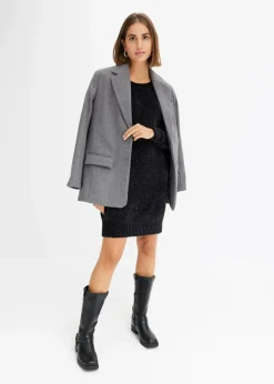 bonprix Bekleidung·Pullover & Strickjacken|Kleider^Oversize-Kleid in Strick schwarz