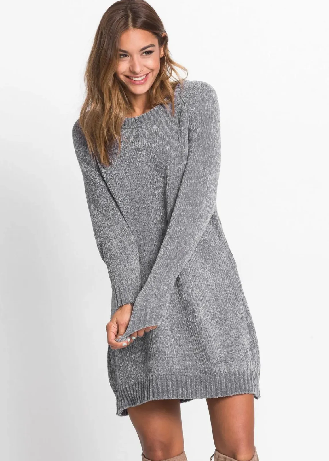 bonprix Bekleidung·Pullover & Strickjacken|Kleider^Oversize-Kleid in Strick grau