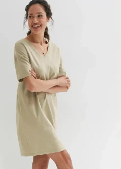 bonprix Kleider|Basics^Oversize-Kleid mit aus reiner Baumwolle (2er Pack) dunkelblau+seegras