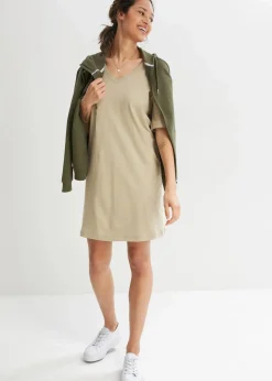 bonprix Kleider|Basics^Oversize-Kleid mit aus reiner Baumwolle (2er Pack) dunkelblau+seegras