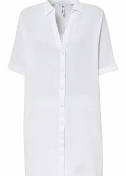 bonprix Bekleidung·Jacken & Mäntel|Blusen & Tuniken^Oversize-Longbluse aus softem Musselin weiß
