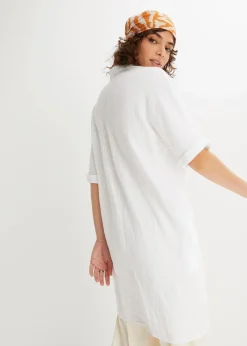 bonprix Bekleidung·Jacken & Mäntel|Blusen & Tuniken^Oversize-Longbluse aus softem Musselin weiß