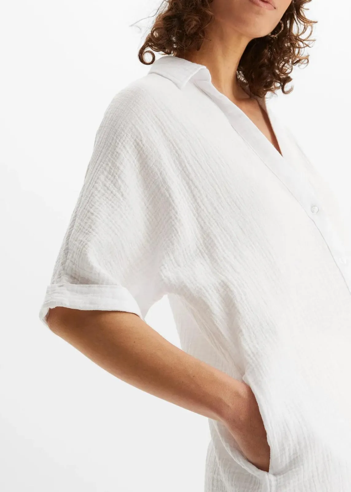 bonprix Bekleidung·Jacken & Mäntel|Blusen & Tuniken^Oversize-Longbluse aus softem Musselin weiß