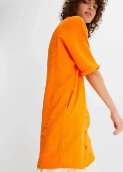 bonprix Blusen & Tuniken|Bekleidung·Jacken & Mäntel^Oversize-Longbluse aus softem Musselin kürbisorange