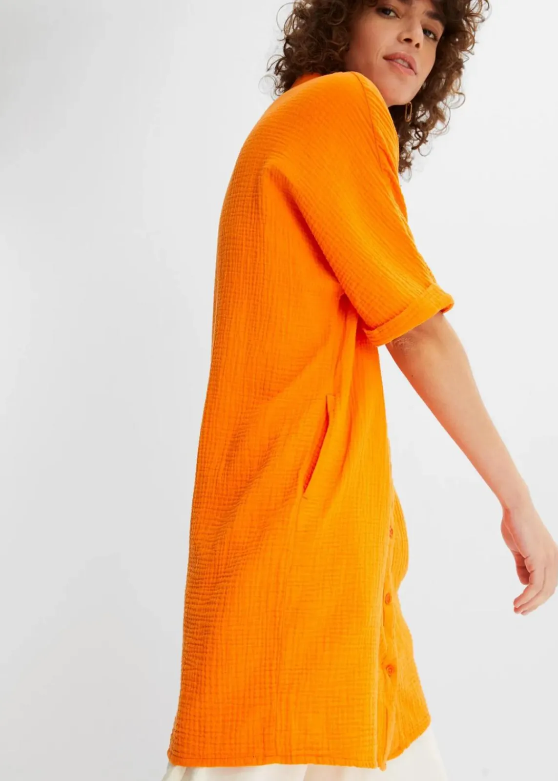 bonprix Blusen & Tuniken|Bekleidung·Jacken & Mäntel^Oversize-Longbluse aus softem Musselin kürbisorange