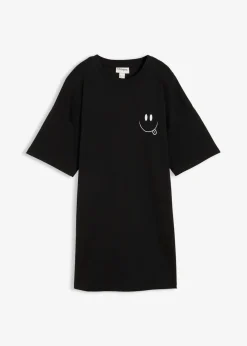 bonprix Shirts & Tops|Nachhaltigere Materialien^Oversize-Longshirt aus reiner Bio-Baumwolle schwarz bedruckt