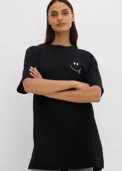 bonprix Shirts & Tops|Nachhaltigere Materialien^Oversize-Longshirt aus reiner Bio-Baumwolle schwarz bedruckt