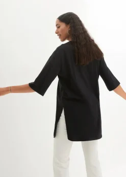 bonprix Shirts & Tops|Nachhaltigere Materialien^Oversize-Longshirt aus reiner Bio-Baumwolle schwarz