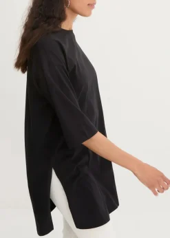 bonprix Shirts & Tops|Nachhaltigere Materialien^Oversize-Longshirt aus reiner Bio-Baumwolle schwarz