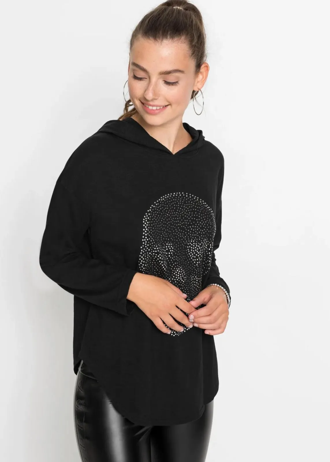 bonprix Shirts & Tops^Oversize-Longshirt mit Kapuze schwarz