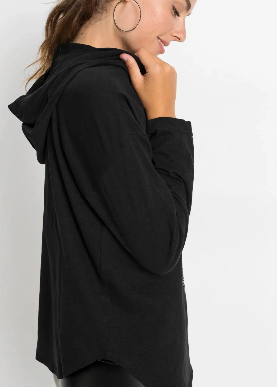 bonprix Shirts & Tops^Oversize-Longshirt mit Kapuze schwarz
