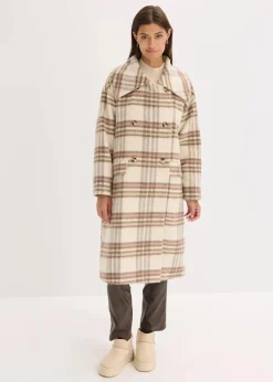 bonprix Jacken & Mäntel^Oversize-Mantel aus weichem Woll-Mix creme kariert