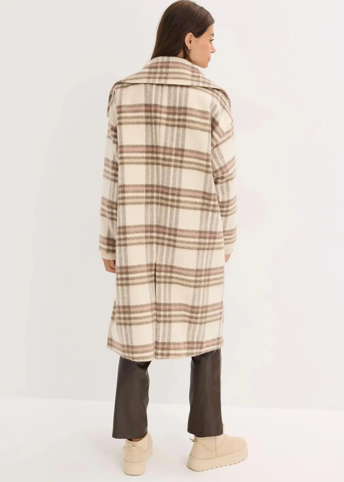 bonprix Jacken & Mäntel^Oversize-Mantel aus weichem Woll-Mix creme kariert