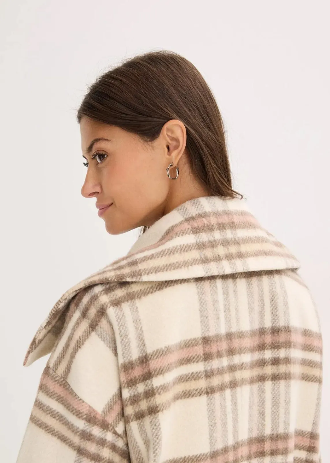 bonprix Jacken & Mäntel^Oversize-Mantel aus weichem Woll-Mix creme kariert