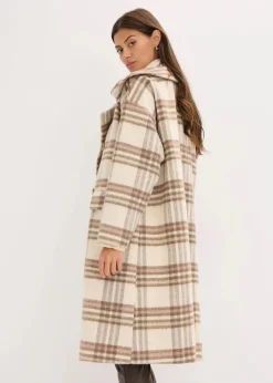 bonprix Jacken & Mäntel^Oversize-Mantel aus weichem Woll-Mix creme kariert