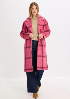 bonprix Bekleidung·Hosen|Jacken & Mäntel^Oversize-Mantel in Wolloptik pink/bordeaux kariert