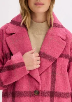 bonprix Bekleidung·Hosen|Jacken & Mäntel^Oversize-Mantel in Wolloptik pink/bordeaux kariert