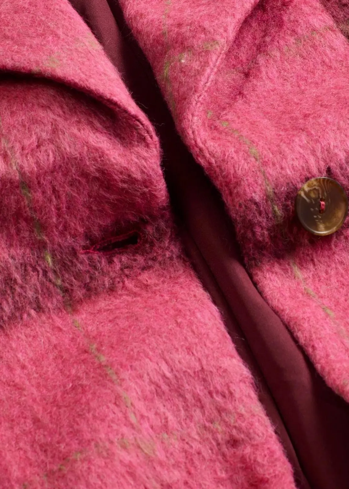 bonprix Bekleidung·Hosen|Jacken & Mäntel^Oversize-Mantel in Wolloptik pink/bordeaux kariert