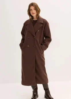 bonprix Jacken & Mäntel|Bekleidung·Hosen^Oversize-Mantel in Wolloptik dunkelbraun