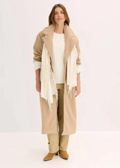 bonprix Bekleidung·Hosen|Jacken & Mäntel^Oversize-Mantel in Wolloptik hellkhaki meliert