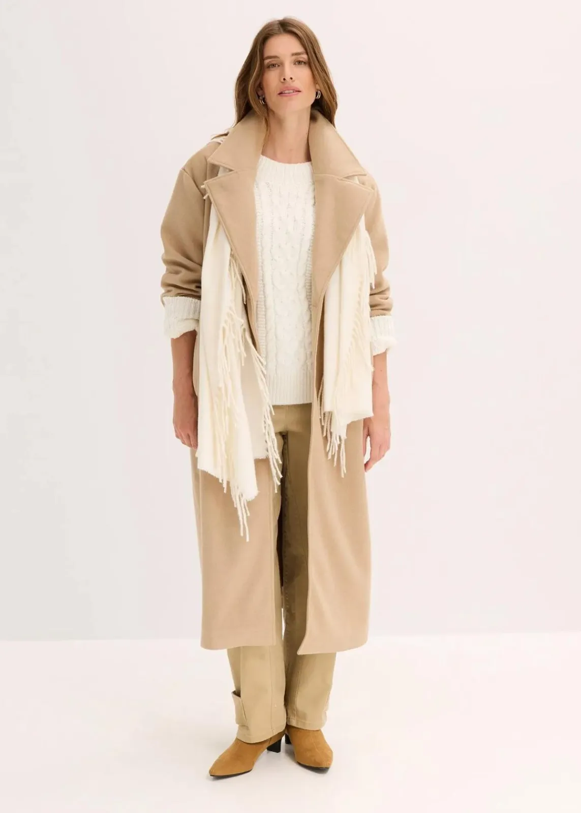 bonprix Bekleidung·Hosen|Jacken & Mäntel^Oversize-Mantel in Wolloptik hellkhaki meliert
