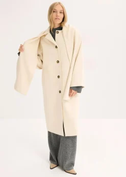 bonprix Jacken & Mäntel|Bekleidung·Hosen^Oversize-Mantel mit zwei dezenten Nahttaschen kieselbeige
