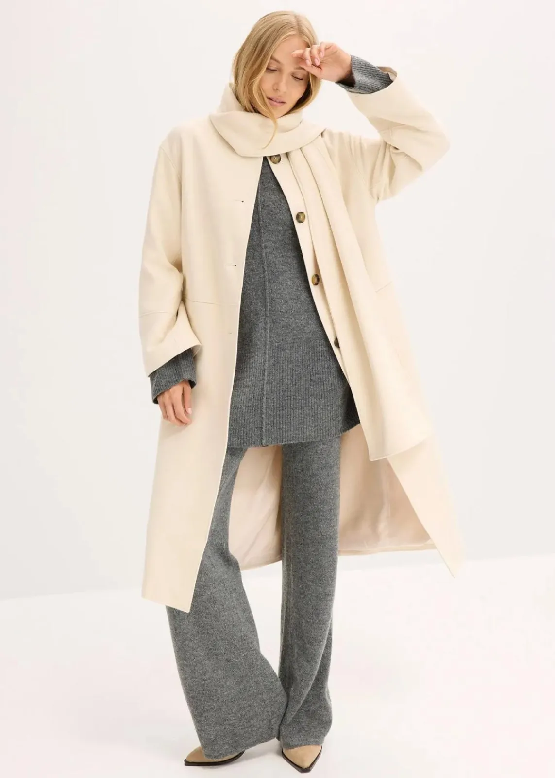 bonprix Jacken & Mäntel|Bekleidung·Hosen^Oversize-Mantel mit zwei dezenten Nahttaschen kieselbeige