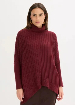 bonprix Bekleidung·Umstandsmode|Strickmode^Oversize-Poncho Pullover ahornrot