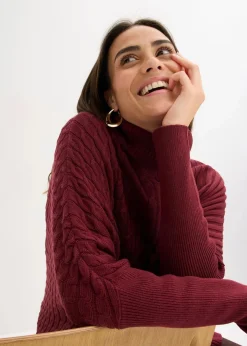 bonprix Bekleidung·Umstandsmode|Strickmode^Oversize-Poncho Pullover ahornrot