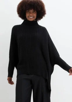 bonprix Bekleidung·Umstandsmode|Strickmode^Oversize-Poncho Pullover schwarz