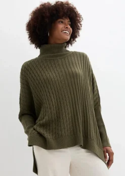 bonprix Pullover & Strickjacken|Bekleidung·Jeans^Oversize-Poncho Pullover dunkeloliv