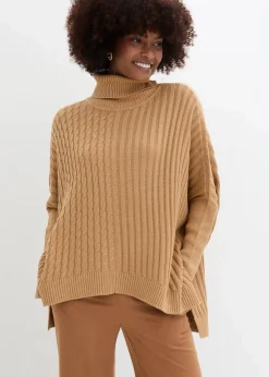 bonprix Pullover & Strickjacken|Bekleidung·Jeans^Oversize-Poncho Pullover cappuccino