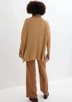 bonprix Pullover & Strickjacken|Bekleidung·Jeans^Oversize-Poncho Pullover cappuccino