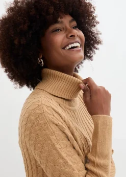 bonprix Pullover & Strickjacken|Bekleidung·Jeans^Oversize-Poncho Pullover cappuccino