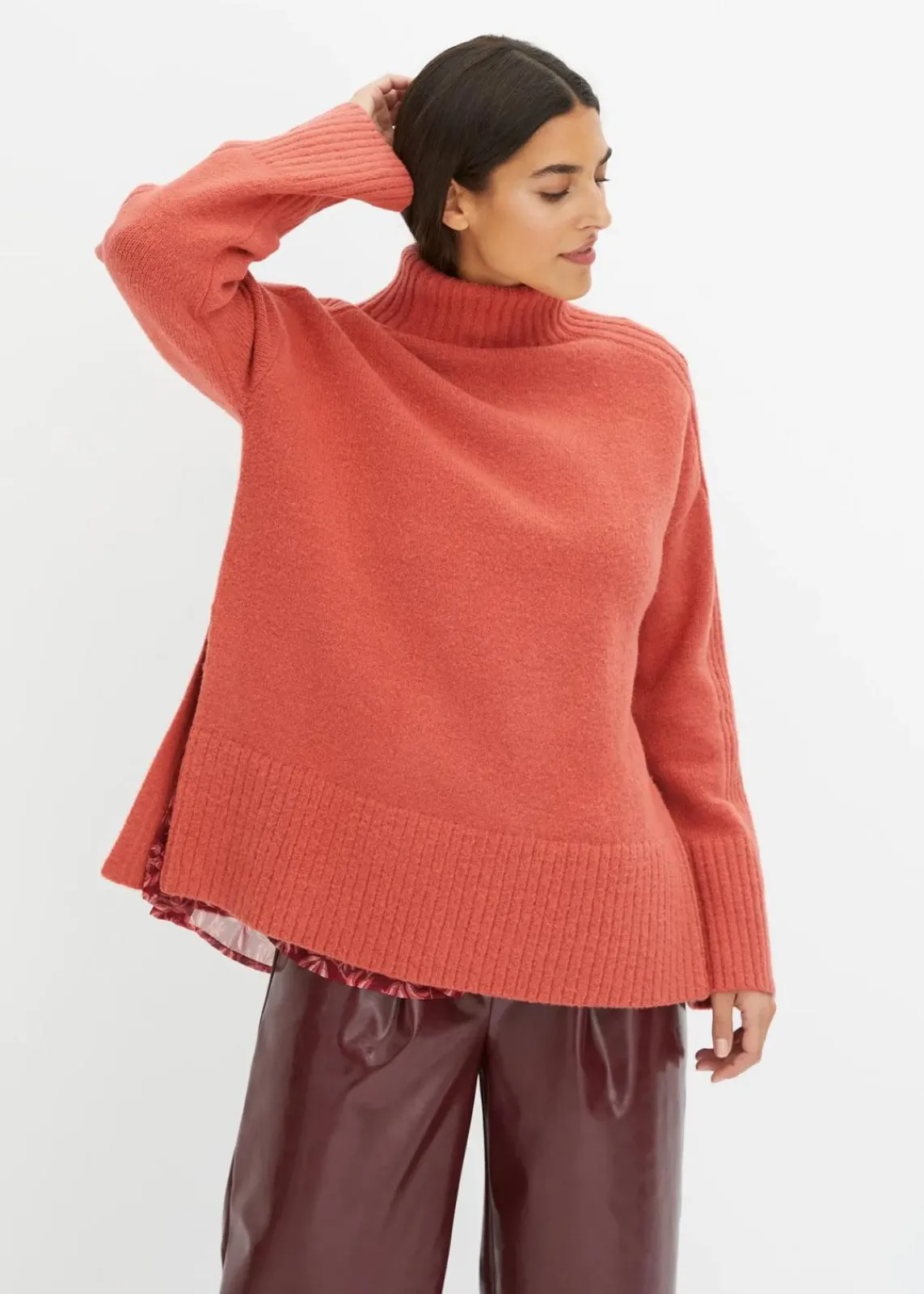 bonprix Bekleidung·Umstandsmode|Bekleidung·Jeans^Oversize-Pullover rhabarber