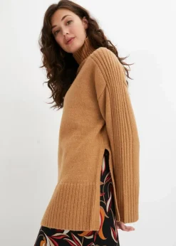 bonprix Bekleidung·Umstandsmode|Bekleidung·Jeans^Oversize-Pullover camel meliert