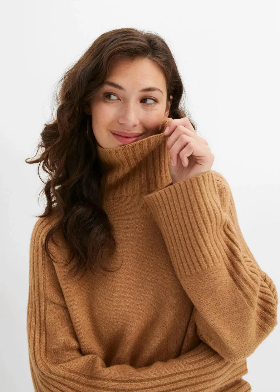 bonprix Bekleidung·Umstandsmode|Bekleidung·Jeans^Oversize-Pullover camel meliert