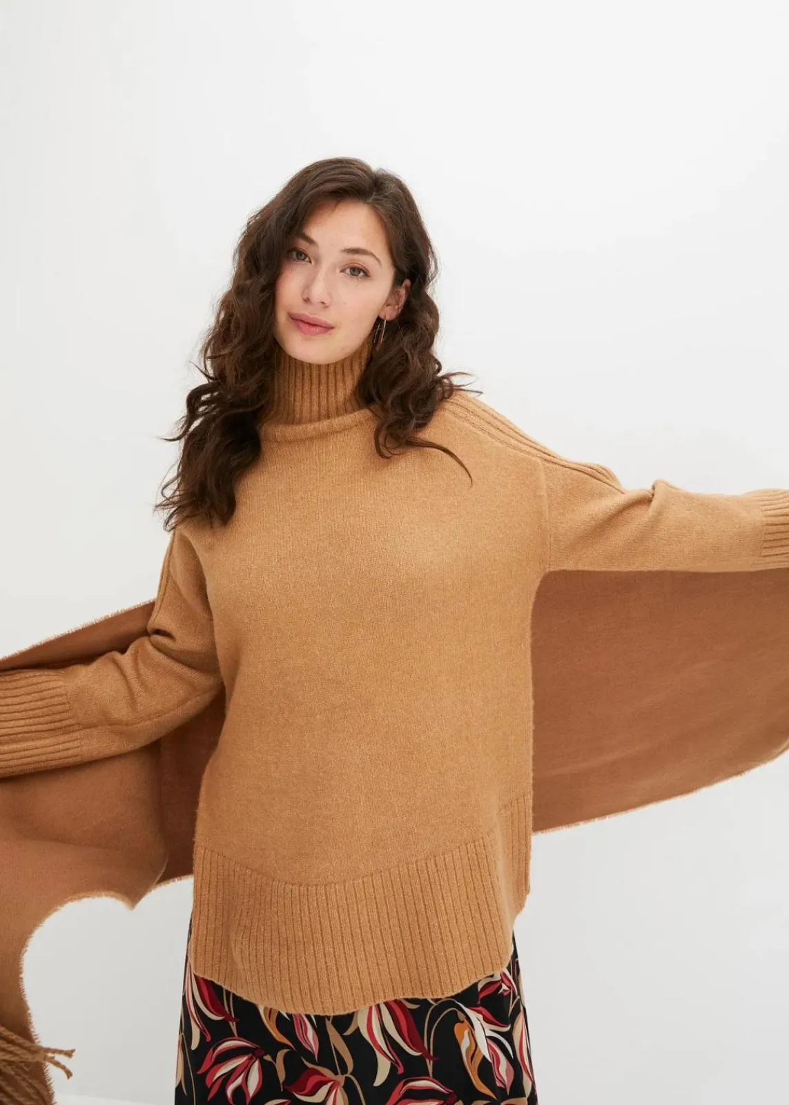 bonprix Bekleidung·Umstandsmode|Bekleidung·Jeans^Oversize-Pullover camel meliert