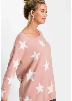 bonprix Bekleidung·Umstandsmode|Bekleidung·Jeans^Oversize-Pullover vintagerosa/weiß bedruckt